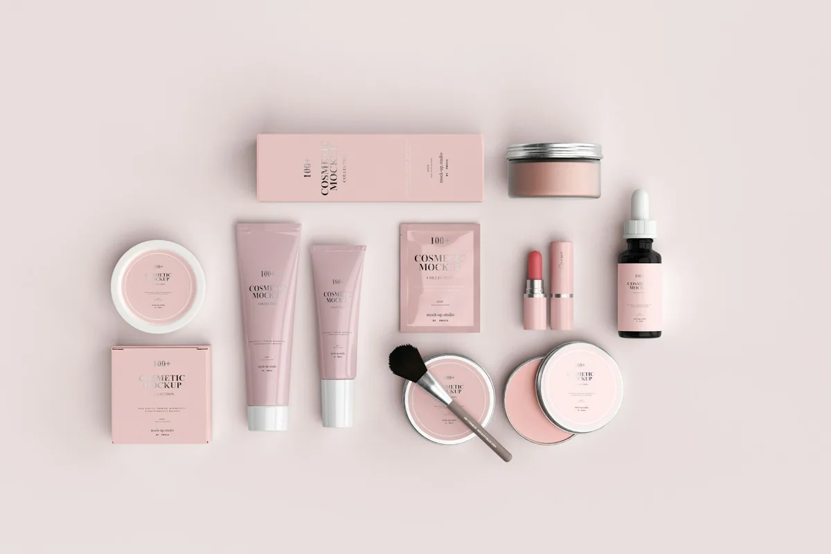 Cosmetics and beauty products flatlay